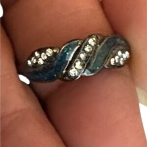 Elegant Blue and gunmetal  Women's Ring